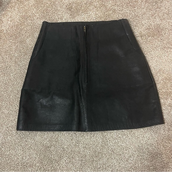 Flannel Black Leather mini Skirt - Picture 1 of 7